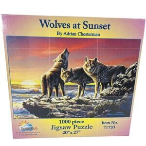 Wolves At Sunset JIGSAW PUZZLE By ADRIAN CHESTERMAN 1000‎ PCS New 20” x 27”